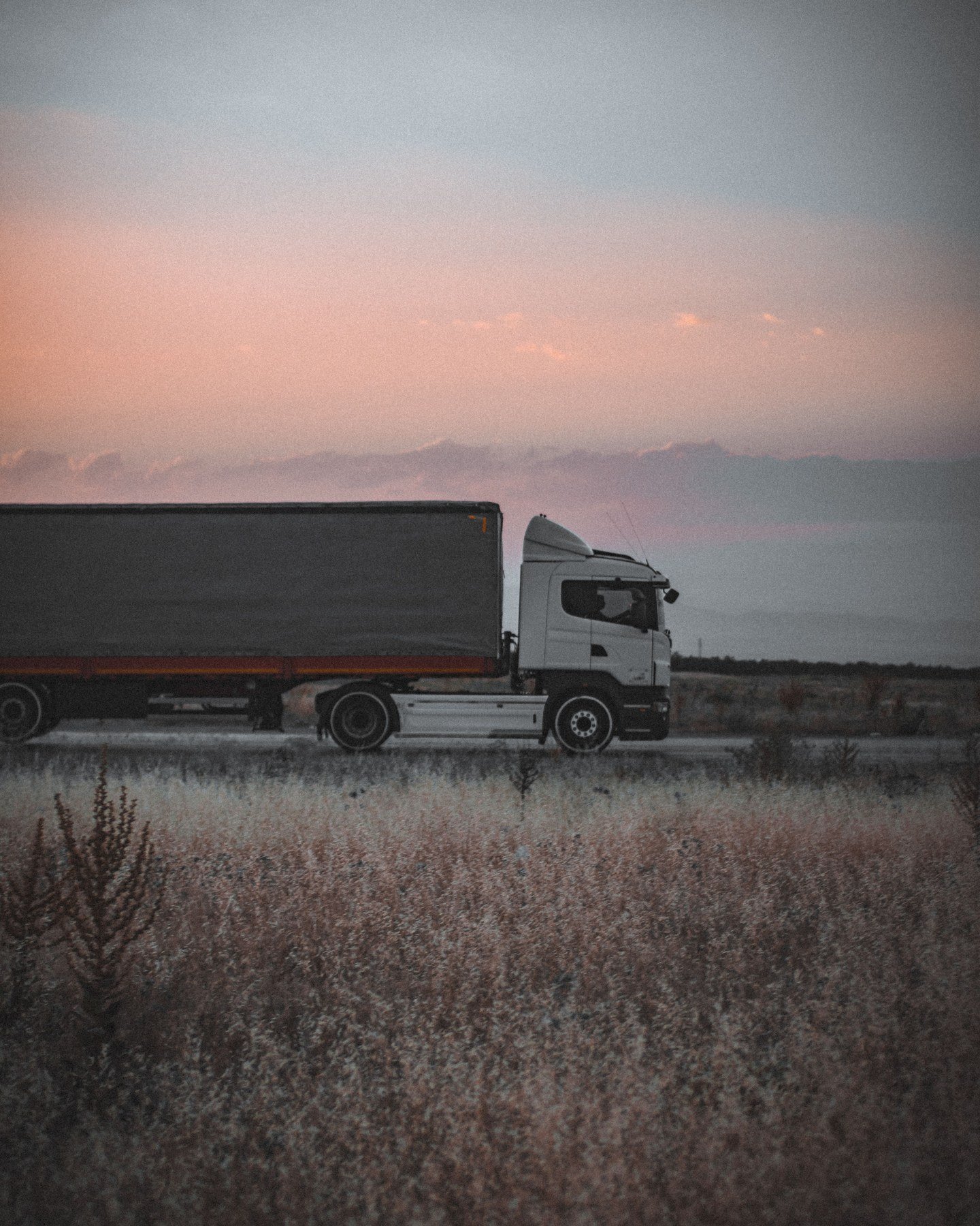 Freight transport vehicle on the road