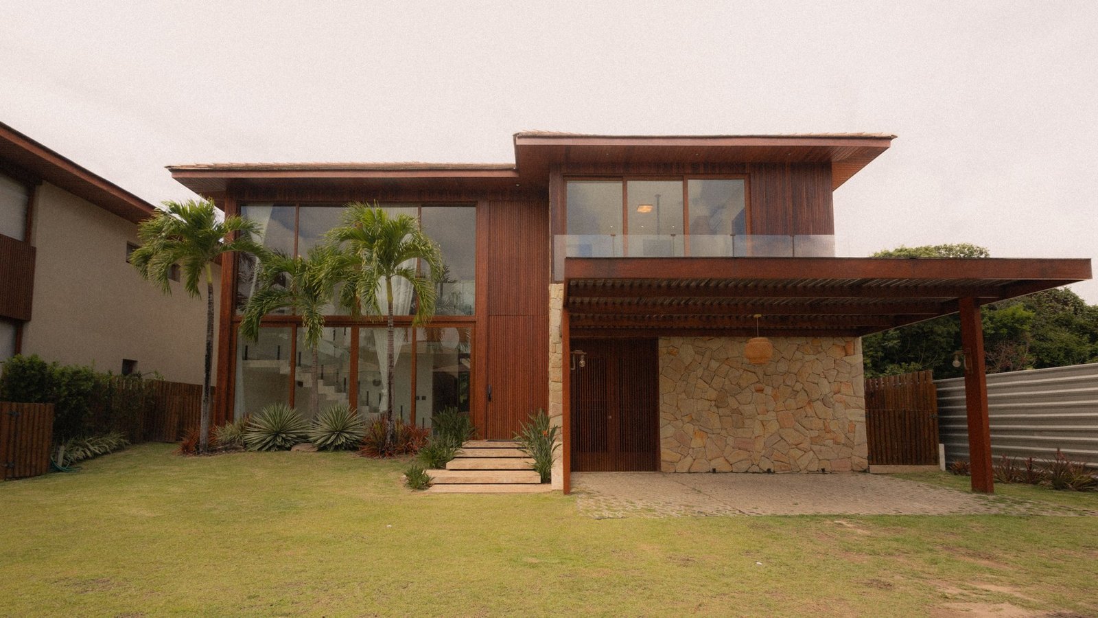 Modern residential architecture with landscaped surroundings